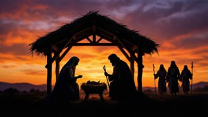 Silhouette Manger Sunset
