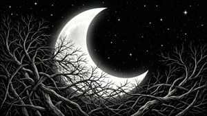 Silhouette Moon Branches