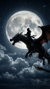 Silhouette Moon Flight