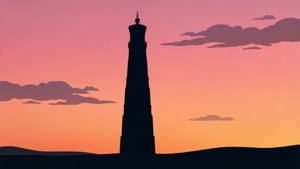 Silhouette of Burana Tower at Dusk