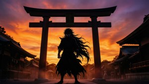 Silhouette on Torii