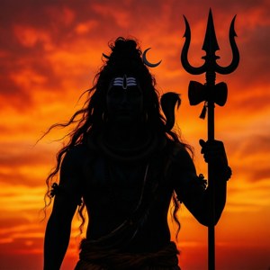 Silhouette Shiva at Dawn