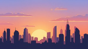 Silhouette Sunset City