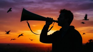 Silhouette Sunset Horn