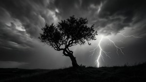 Silhouette Tree Lightning