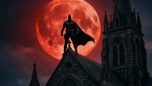 Silhouette Under Blood Moon