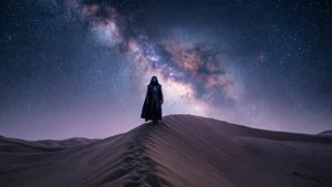 Silhouette Under Galaxy