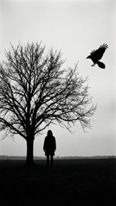 Silhouette Under Lonely Tree