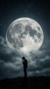 Silhouette Under the Moon