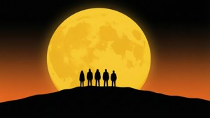 Silhouette Under Yellow Moon
