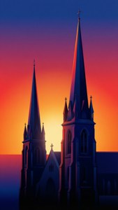 Silhouetted Spires at Sunset