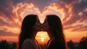 Silhouetted Sunset Kiss