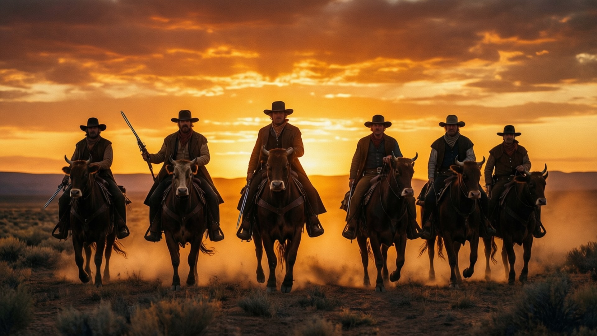 Silhouettes at Sundown by Wallpapers.art Studio