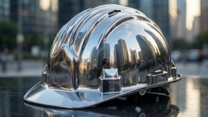 Silver Hard Hat City Reflection