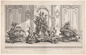 Silver Sculptural Project for a Large Centerpiece and Two Tureens Which Have Been Executed for His Lordship the Duke of Kingston, plate 115 from Works of Juste-Aurèle Meissonier (Oeuvre de Juste-Aurèle Meissonier)