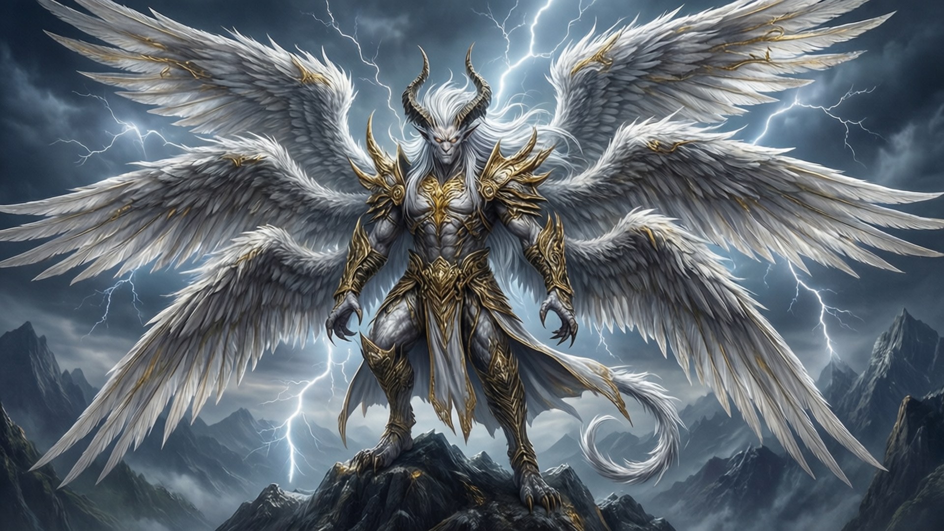 Silver-Winged Demon by Wallpapers.art Studio