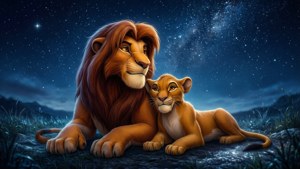 Simba and Nala Under Stars