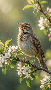 Singing Lark on Branch