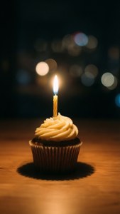 Single Candle Cupcake