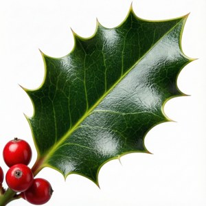 Single Holly Leaf Close-Up