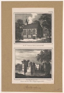 Sint AndriesKerk en ruïne van Slot Bulgersteijn in Rotterdam