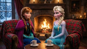 Sisters by the Fireplace