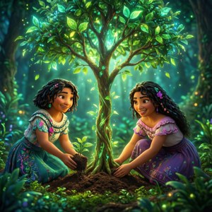 Sisters Planting Tree
