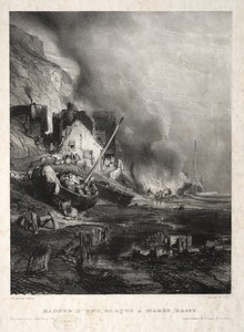 Six Marines:  Radoub d'une barque à marée basse