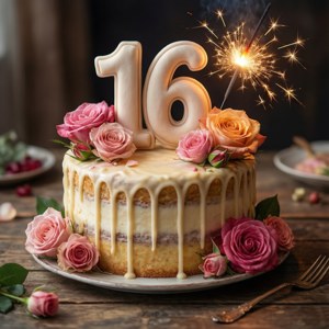 Sixteen Cake with Sparklers