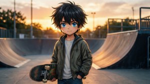 Skateboard Boy Sunset