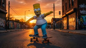 Skateboard Sunset Bart