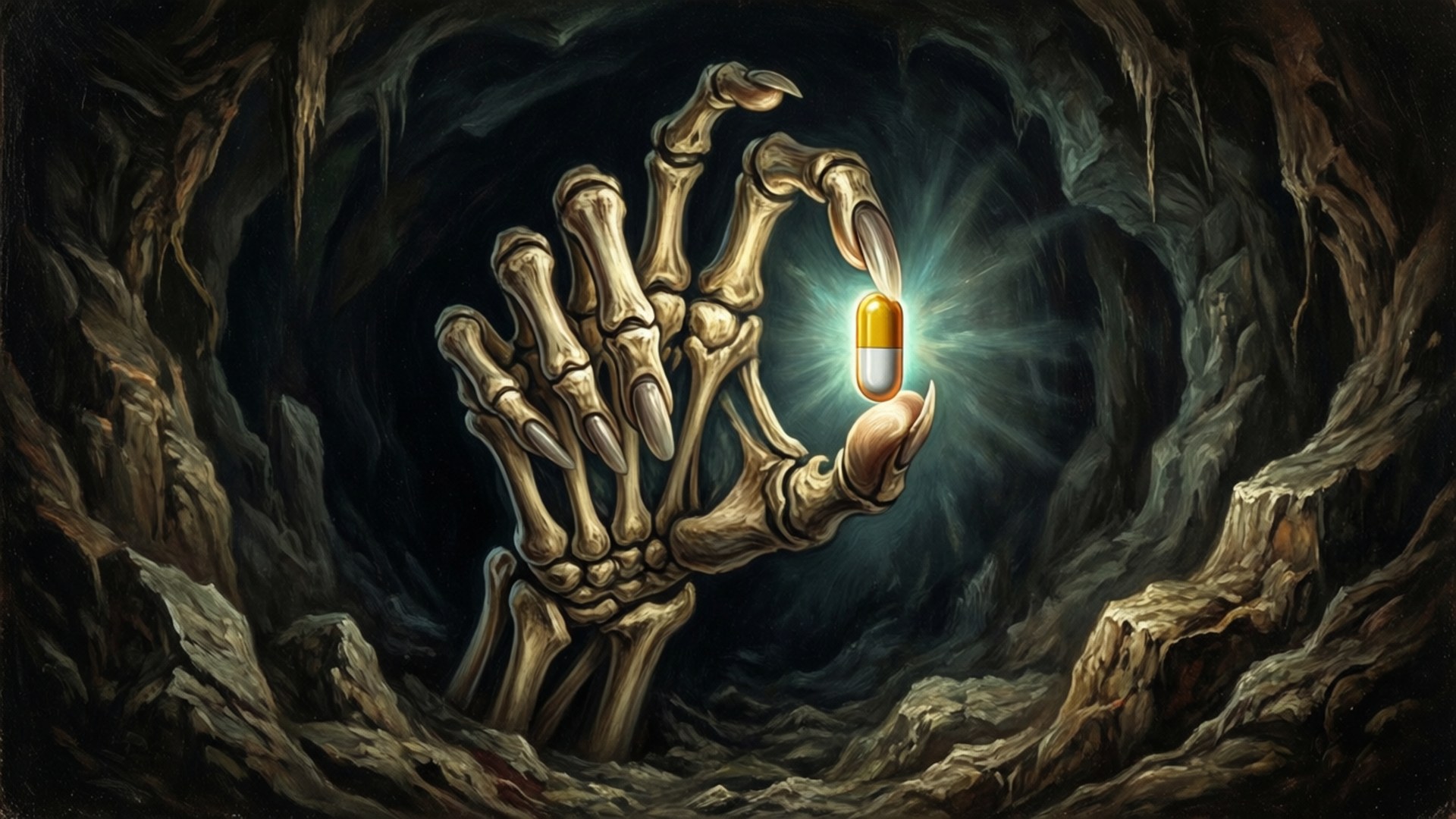 Skeletal Hand from the Abyss by Wallpapers.art Studio