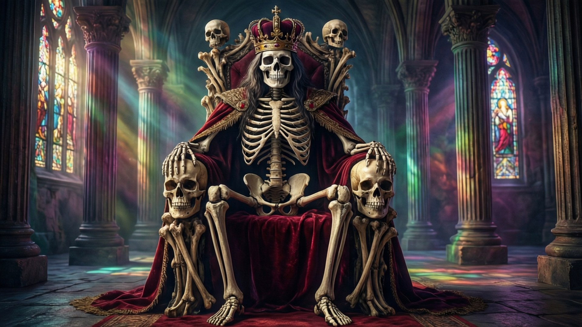 Skeletal Throne of Bones by Wallpapers.art Studio