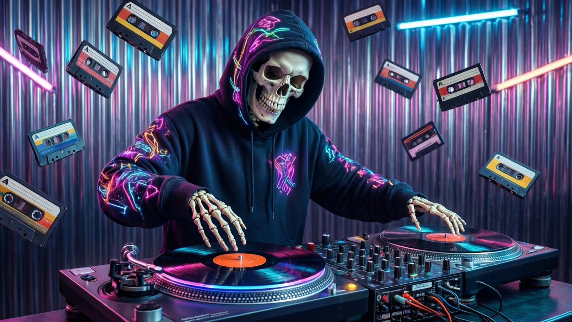 Skeleton DJ Phonk by Wallpapers.art Studio