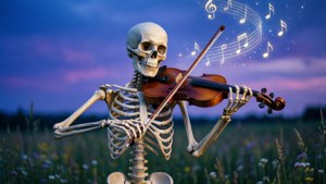 Skeleton Fiddler at Twilight