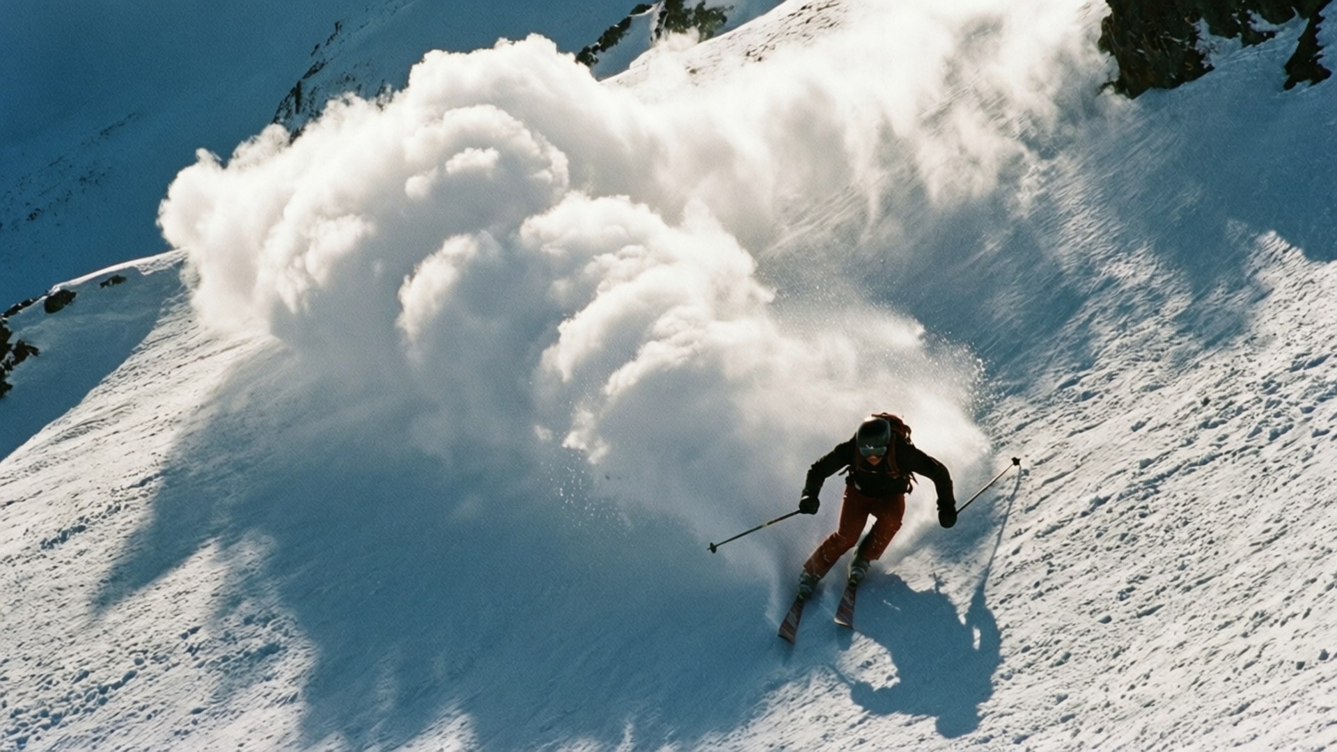 Skier's Race Ahead by Wallpapers.art Studio