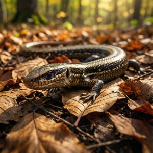 Skink Among Autumn Leaves