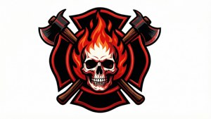 Skull and Flames Logo