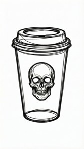 Skull Cup Line Art