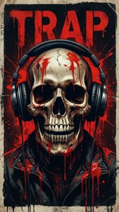 Skull Headphones Grunge