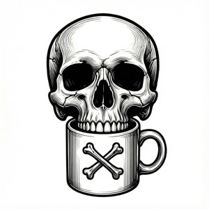 Skull Mug Line Art