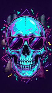 Skull Neon Memphis