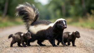 Skunk Family Crossing