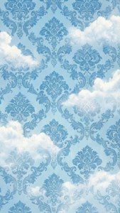 Sky Blue Cloud Damask
