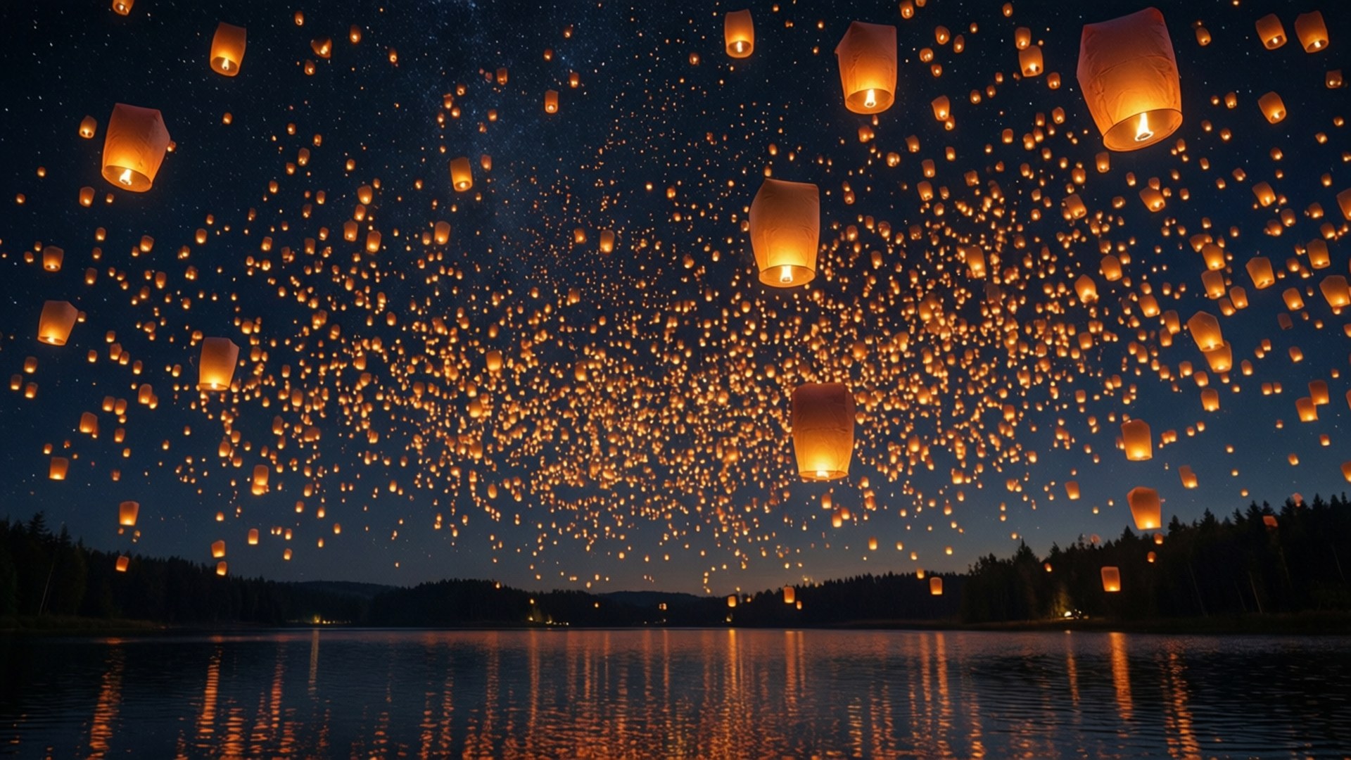 Sky Lantern Festival by Wallpapers.art Studio