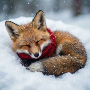 Sleeping Fox in Snow