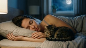 Sleeping Fur Mama with Cat