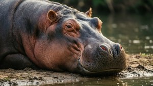 Sleeping Hippo Muddy Bank