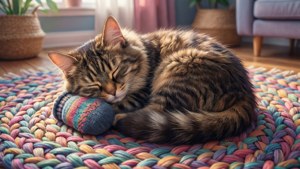Sleeping Mittens on Rug