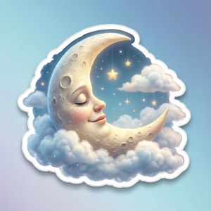 Sleeping Moon Cloud Sticker